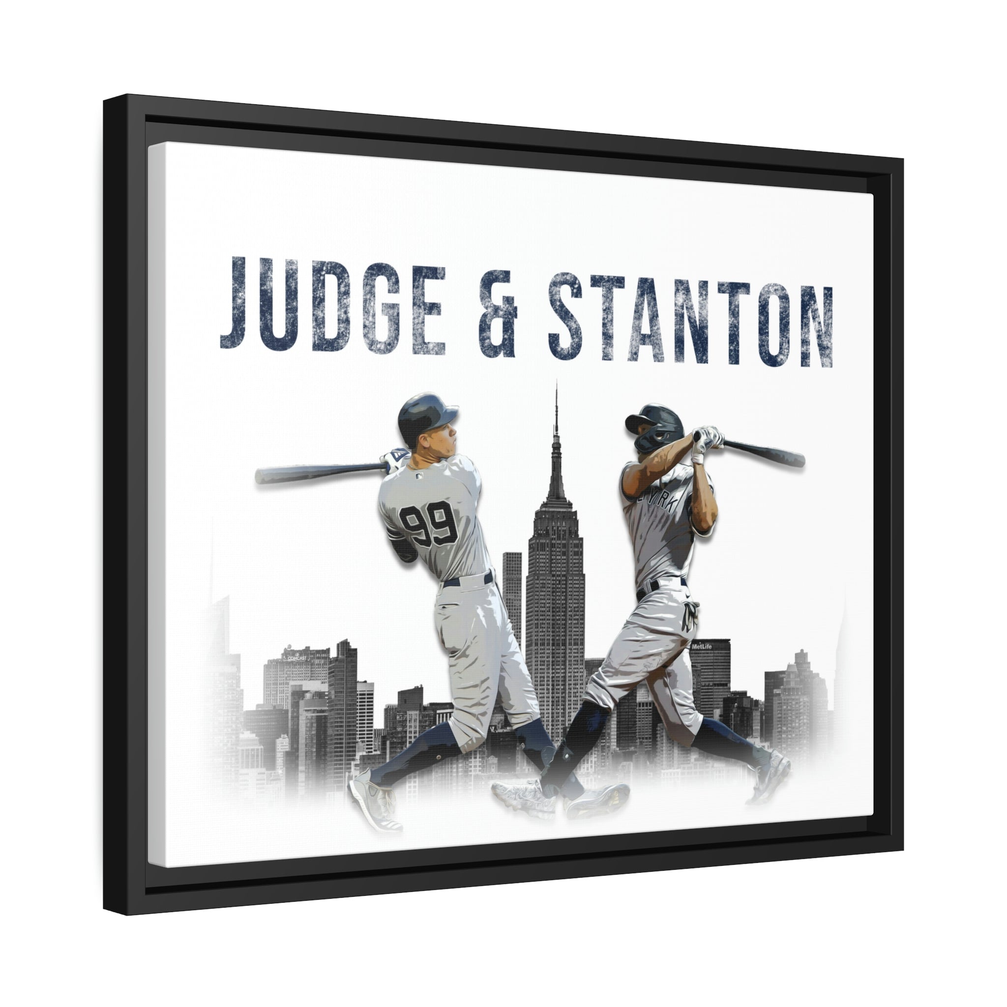 Aaron Judge & Giancarlo Stanton New York Yankees Empire State Building Premium Wall Art Framed Canvas