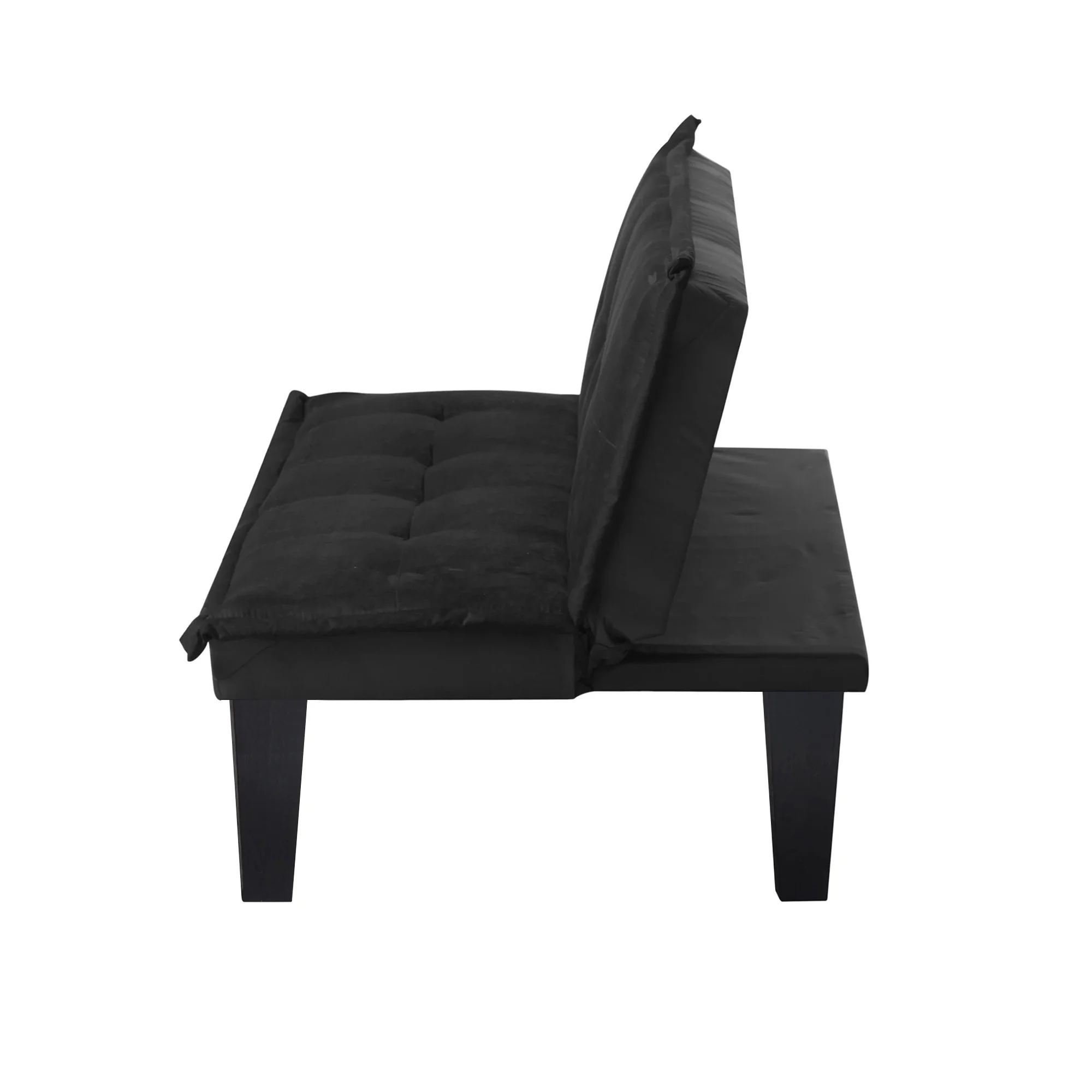 Black Futon Sofa Bed,Modern Faux Suede Convertible Sofa Bed with 3 Adjustable Backrest Angles,Loveseat Sleeper Couch for Living Room Apartment Furniture