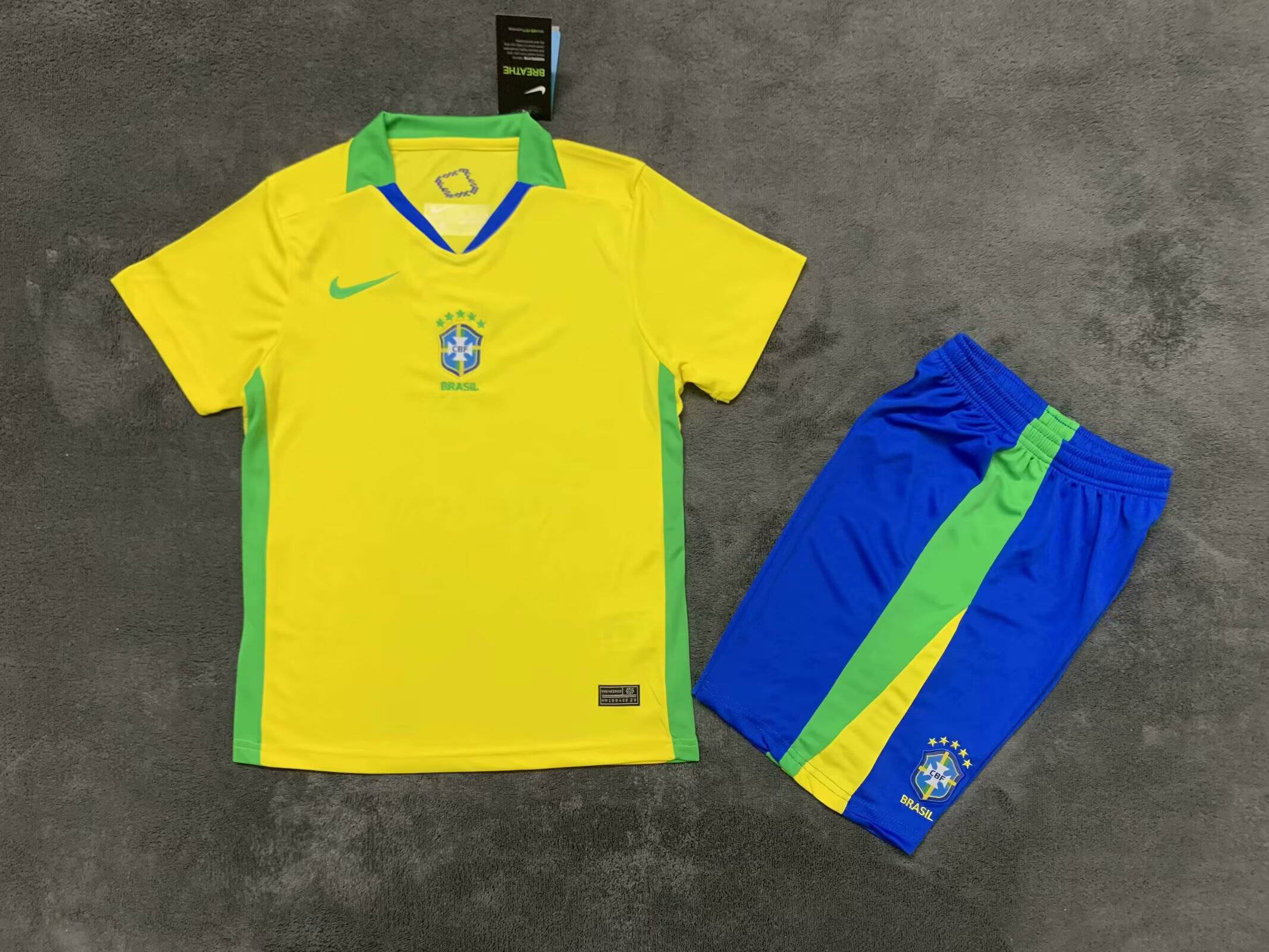 2025 Kids Size Brazil Home Football Jersey 1:1 Thai Quality