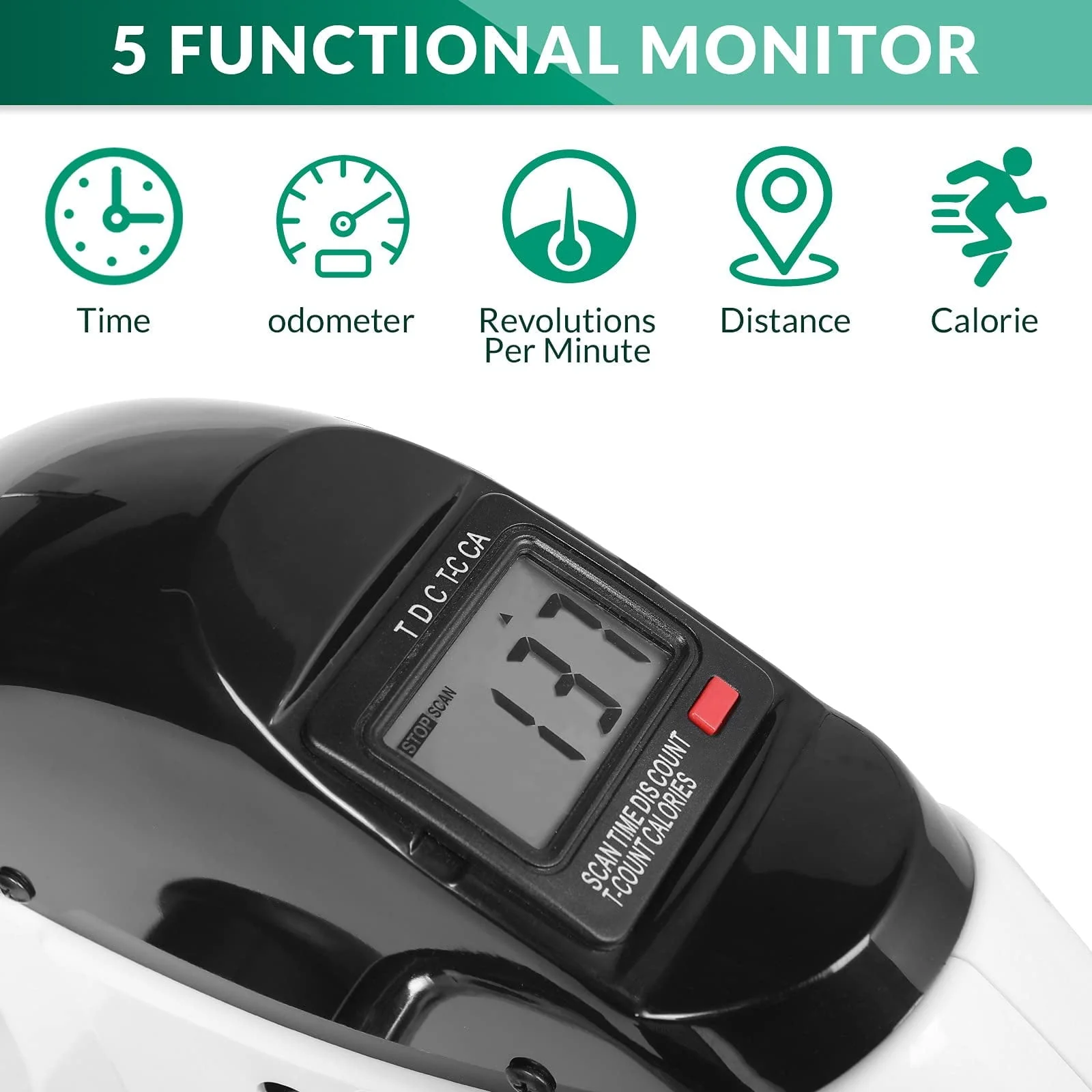 VIVIJASON Pedal Exerciser - Folding Portable Exercise Peddler - Under Desk Mini Exercise Bike for Arm/Leg Workout - Adjustable Fitness Rehab Equipment for Elderly Seniors with LCD Display