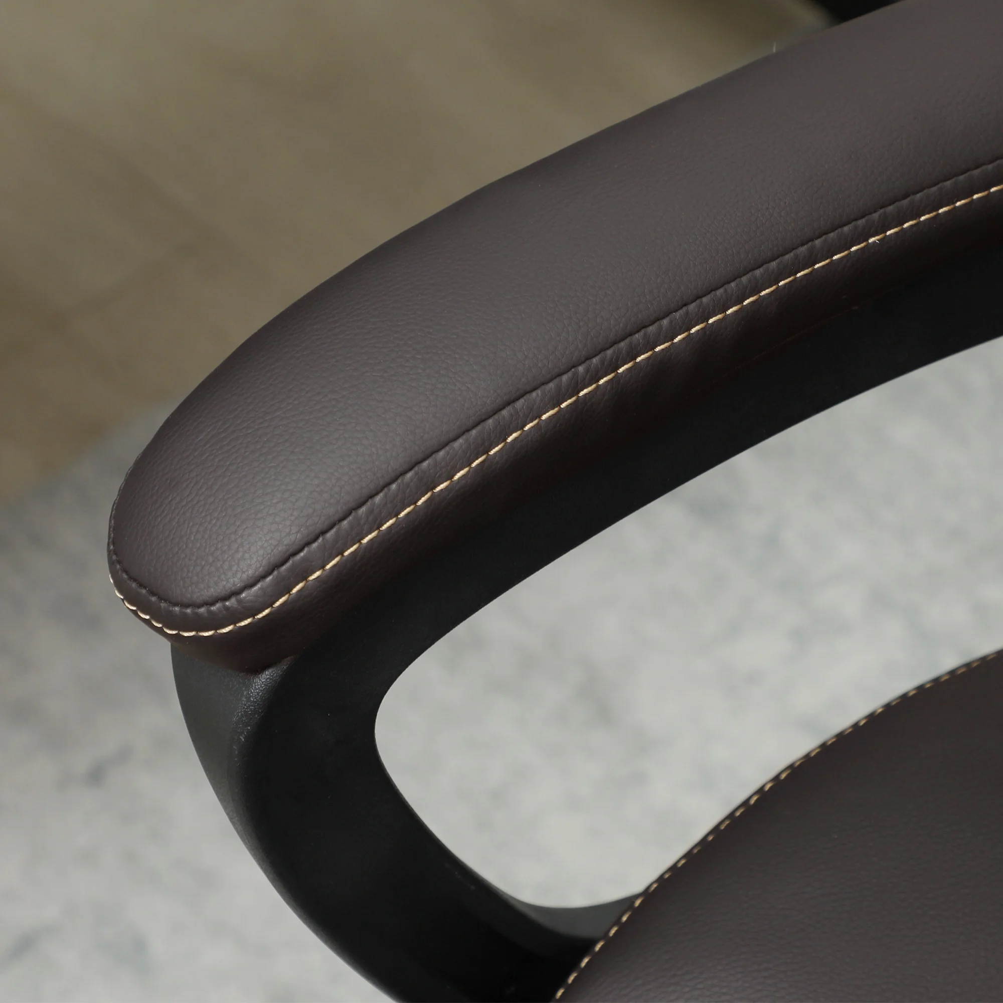 HOMCOM High Back Executive Office Chair, PU Leather Computer Desk Chair with Adjustable Height, Padded Armrests and Swivel Wheels, Black