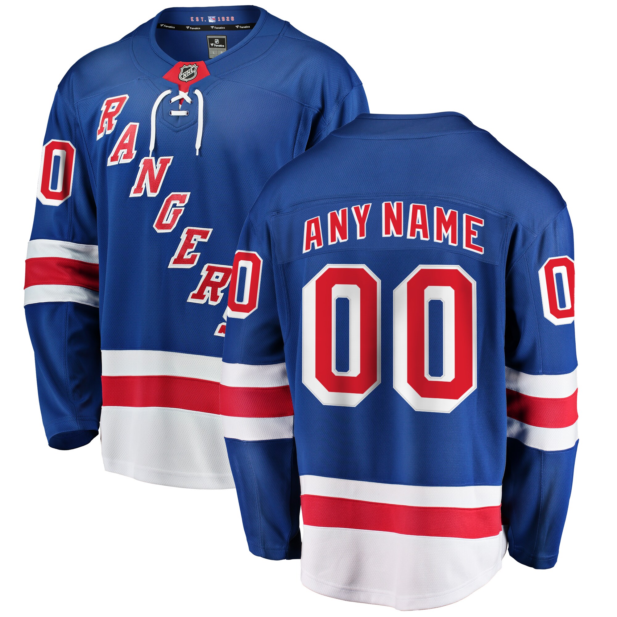 New York Rangers Fanatics Home Breakaway Custom Jersey – Blue
