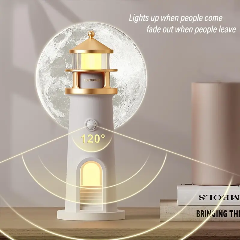 Moonlight Lighthouse Projection Light， USB Rechargeable Lighting, Bedroom Bedside Lamp