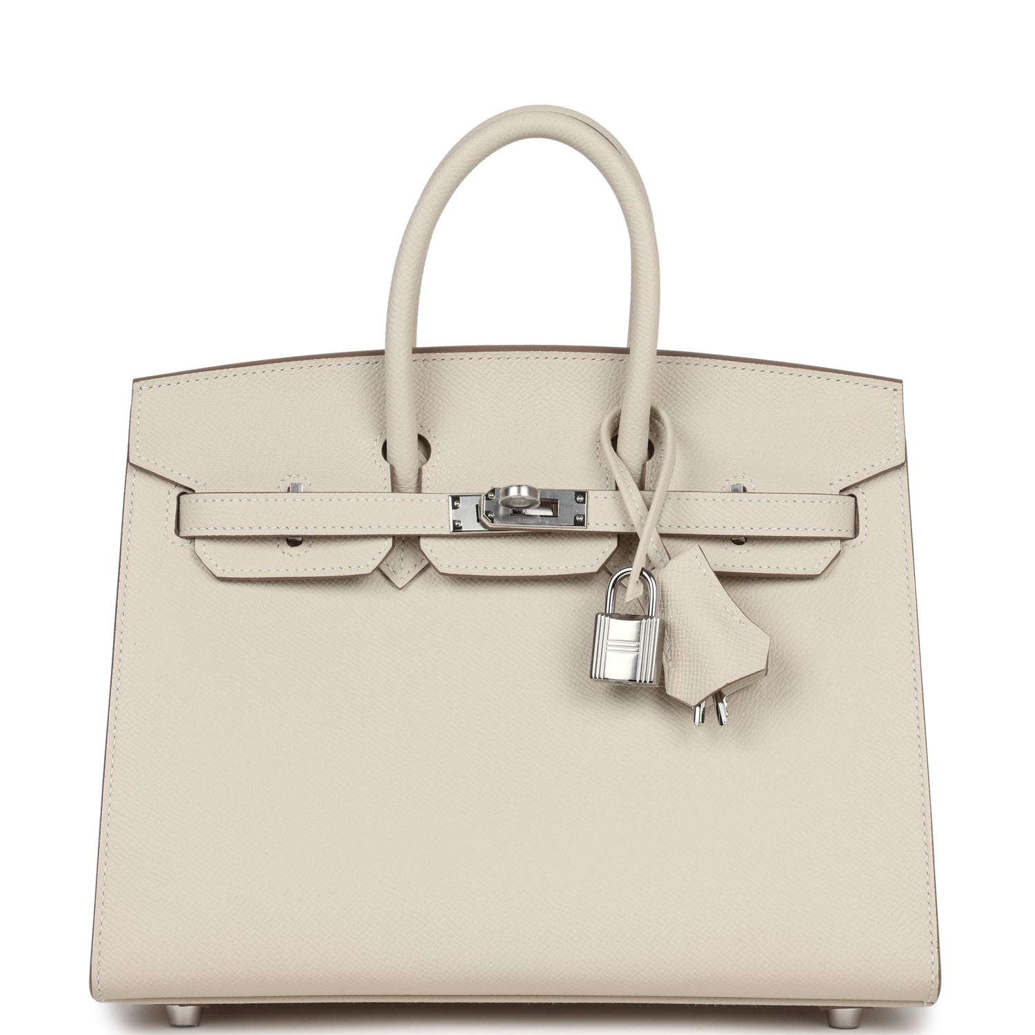 Birkin Sellier 25 Craie Epsom Palladium Hardware