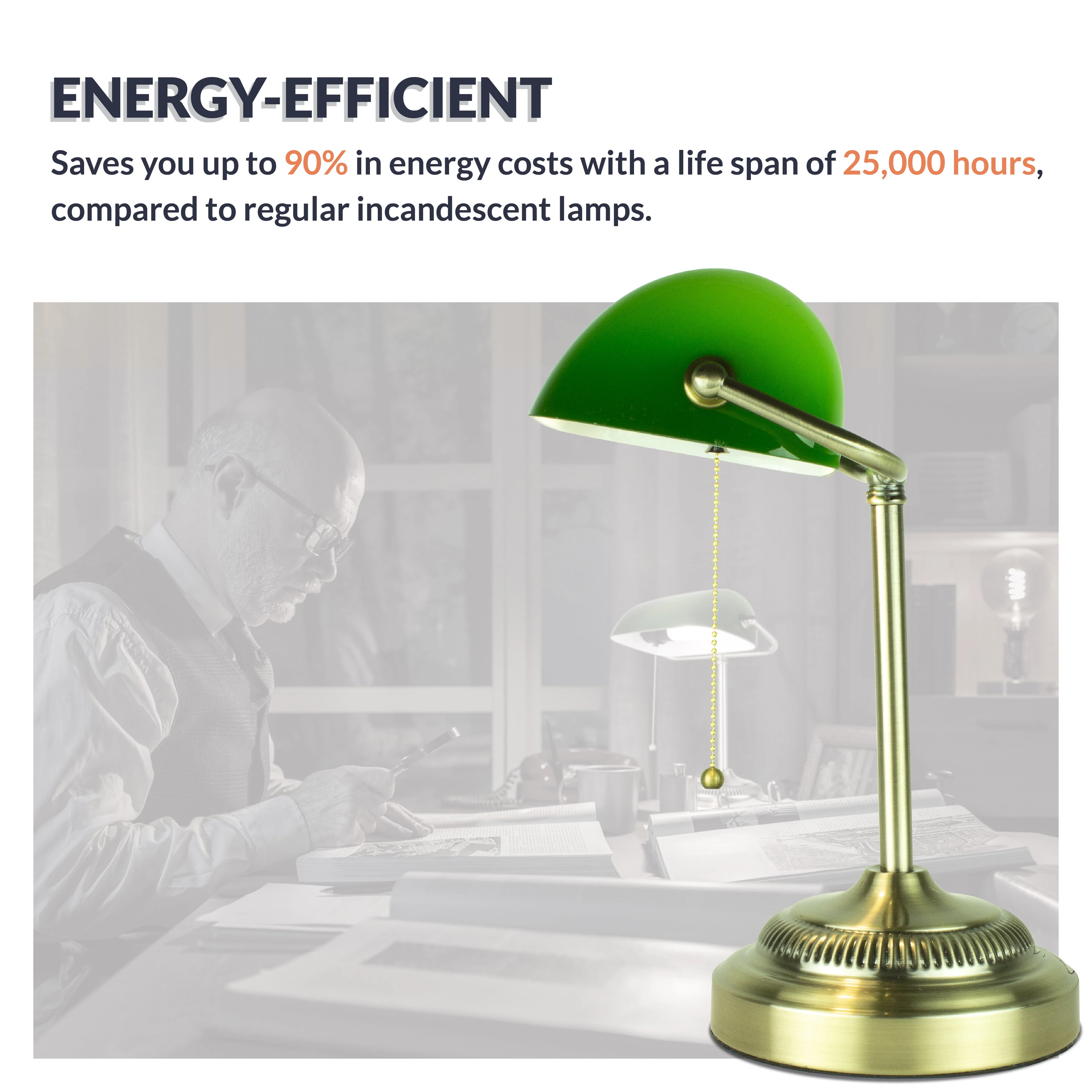 Newhouse Lighting Morgan Antique Green Adjustable Energy-Efficient LED Bankers Desk Lamp