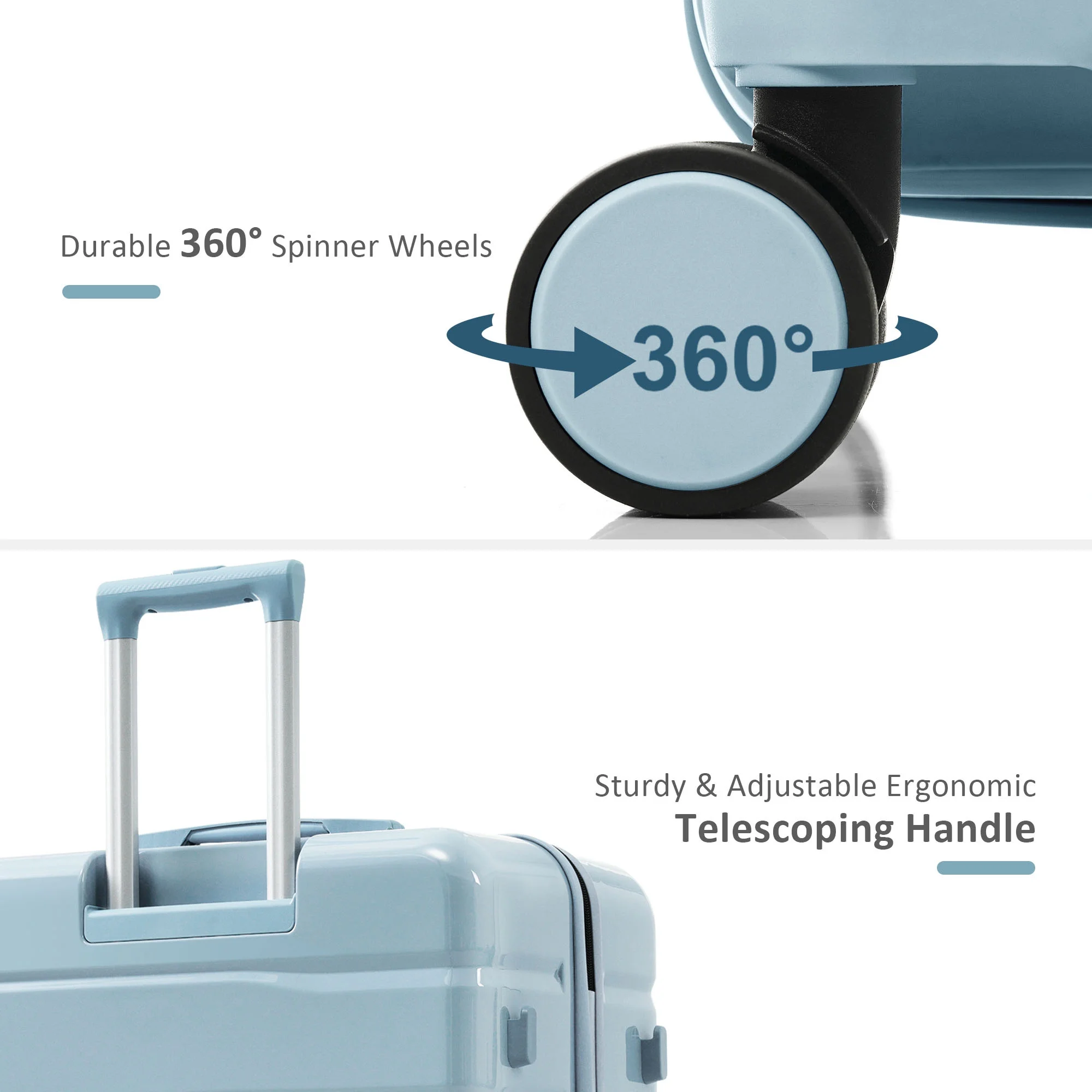 EUROCO 5 Piece Luggage Sets,ABS Hardside Carry On Suitcase with TSA Lock, Side hooks,4 360�� Spinner Wheels,Expandable Duffel Bag & Foldable Backpack,20