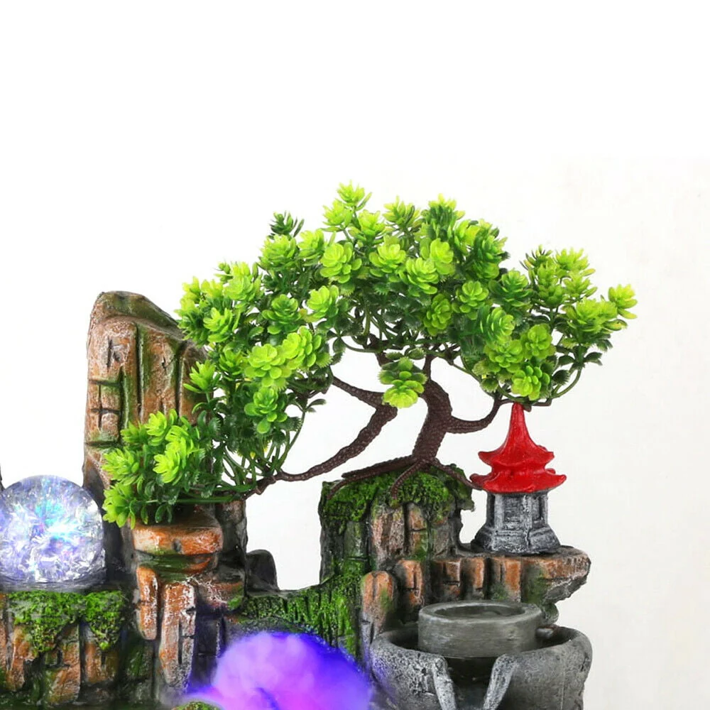 OUKANING Indoor Rockery Fountain Waterfall Feng Shui Water Fountain Home Office Desktop