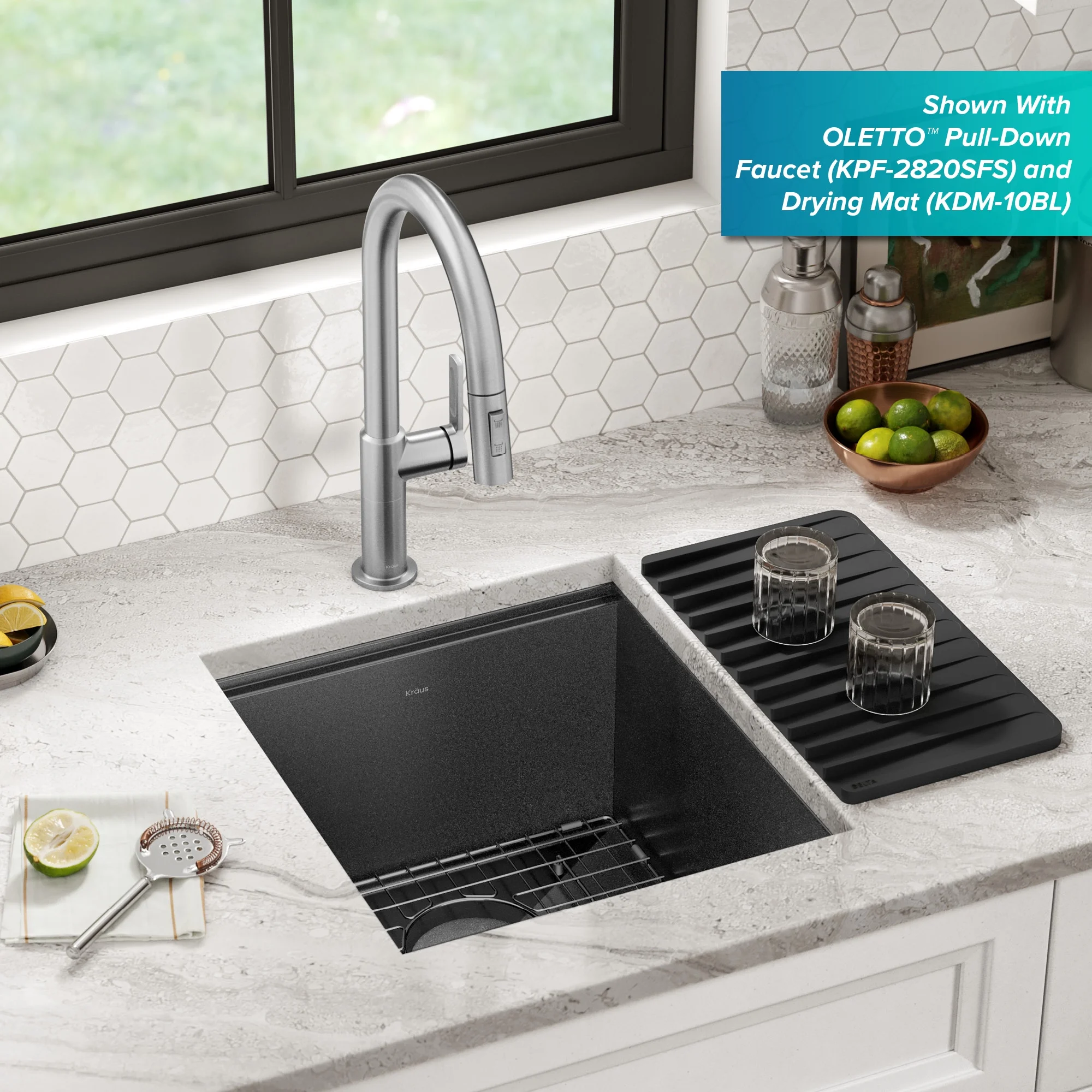 KRAUS Kore 17 Undermount Workstation 16 Gauge Black Stainless Steel Single Bowl Kitchen Bar Sink in PVD Gunmetal Finish with Accessories