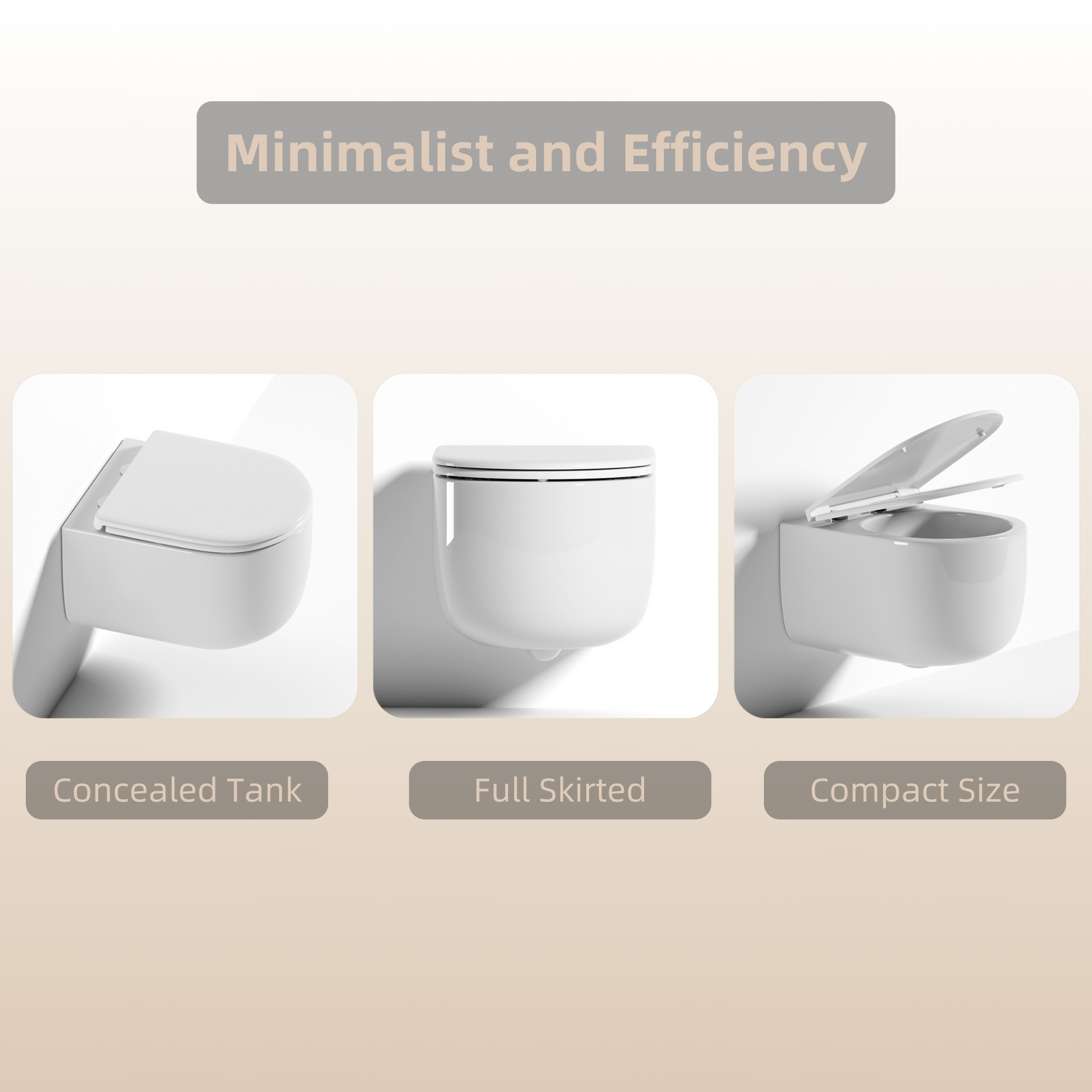 Los Flexi Compact Wall-Mount Toilet Set - Round Bowl, In-Wall Tank, Tornado Flush, Actuator Plate Included