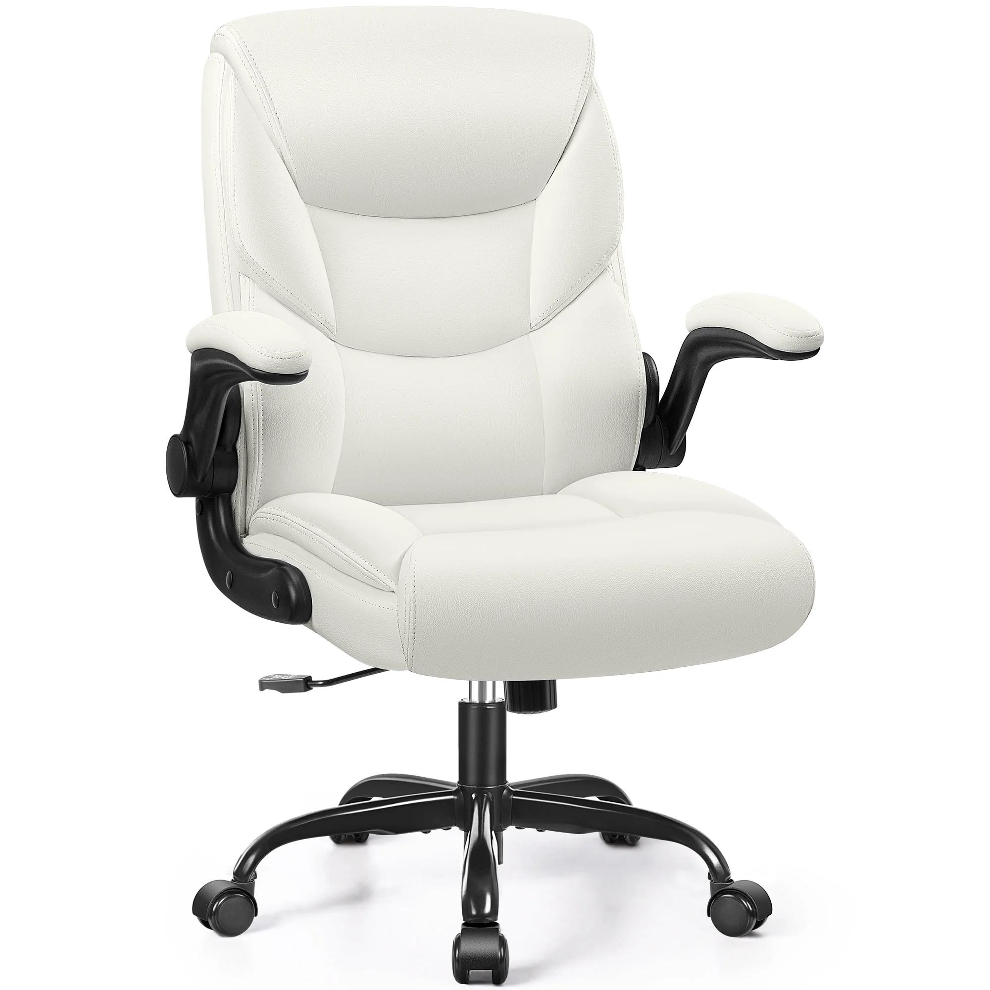 COOLHUT Leather Office Chair, Big and Tall Office Chair 400LBS Wide Seat Ergonomic Computer Desk Chair High Back Executive Leather Chair Adjustable Task Chair Lumbar Back with 8-Year Warranty, Black