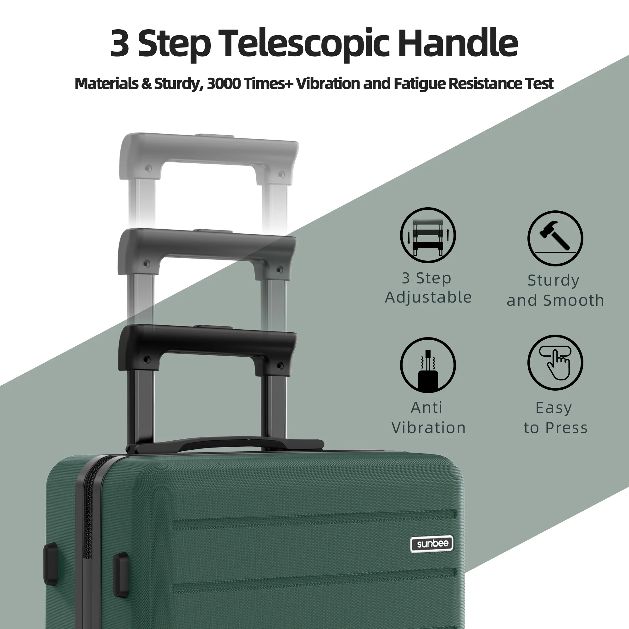 Sunbee 4 Piece Luggage Sets, Expandable Durable Hard Shell Suitcase Set Double Wheels TSA Lock, Blue