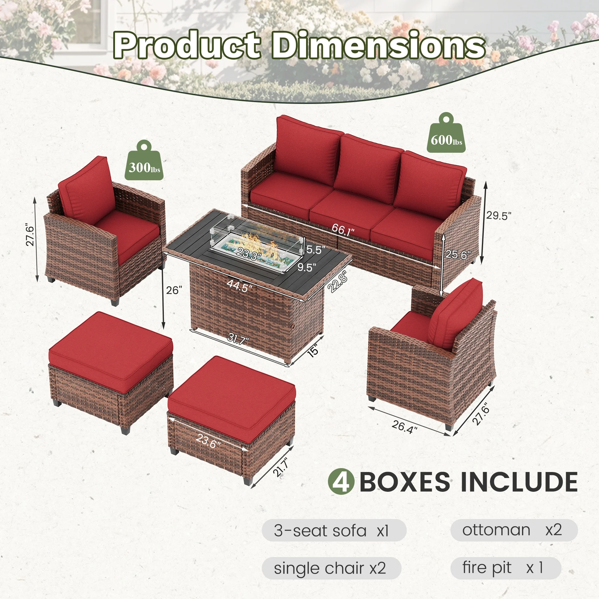 POTEBAN Patio Furniture Set, 7 Pieces Outdoor Sectional Sofa Couch with Chairs, Ottomans and Comfy Cushions, All Weather Wicker Rattan Patio Conversation Set for Garden Backyard Dark Grey
