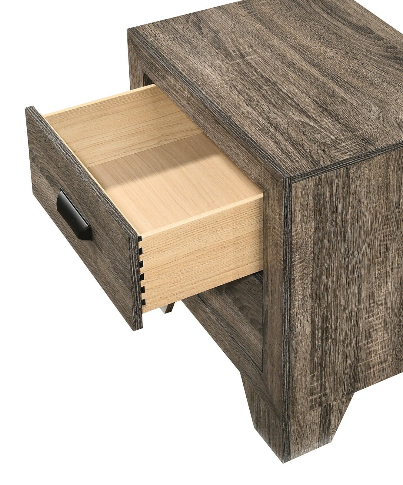 Beautiful Gray Finish 3Pc Queen Size Panel Bed Nightstand Chest Wooden Furniture Set