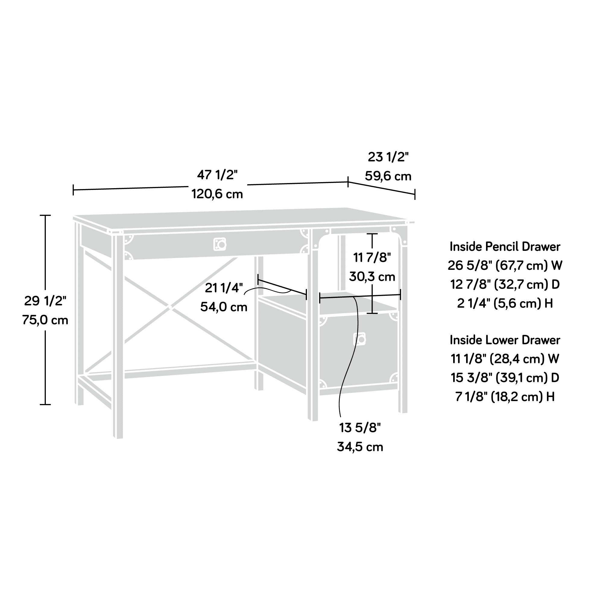 Sauder Steel River Desk, Carbon Oak Finish