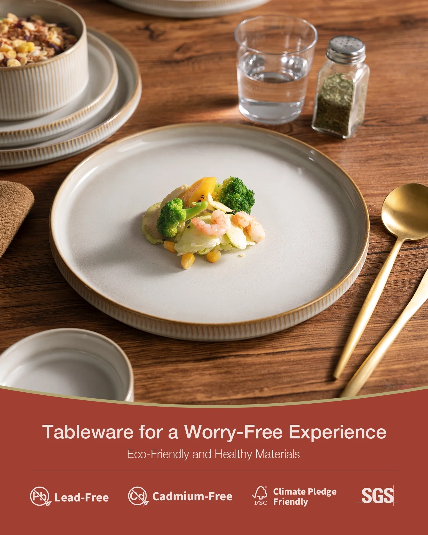 Famiware Star Stoneware Dinnerware Sets, Plates and Bowls Set for 4, 12 Piece Dish Set, Cappuccino White