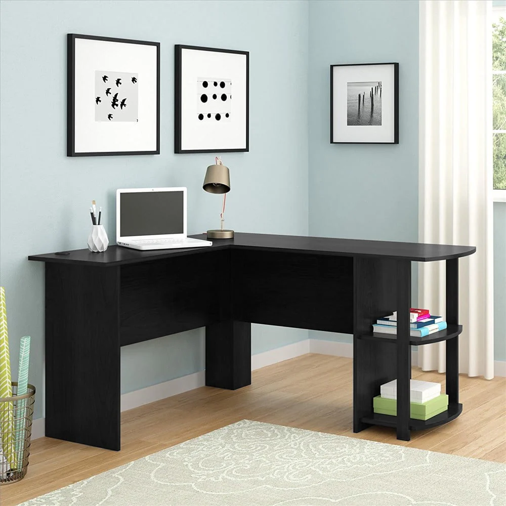 Zimtown L-Shaped Corner Computer Office Desk Furniture,Black