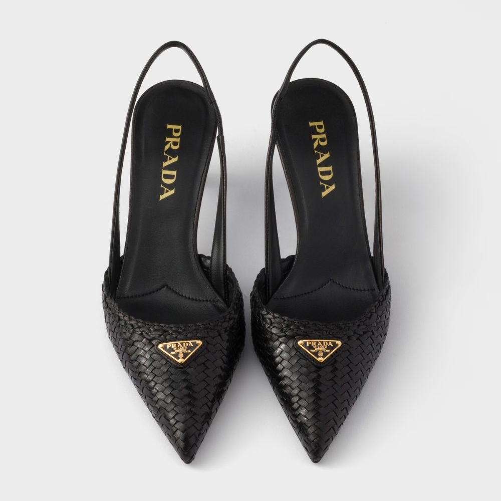Prada Leather Slingback Pumps Black 55 mm