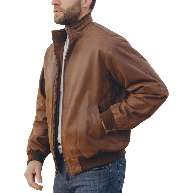 Men's Real Leather Bomber Casual Jacket