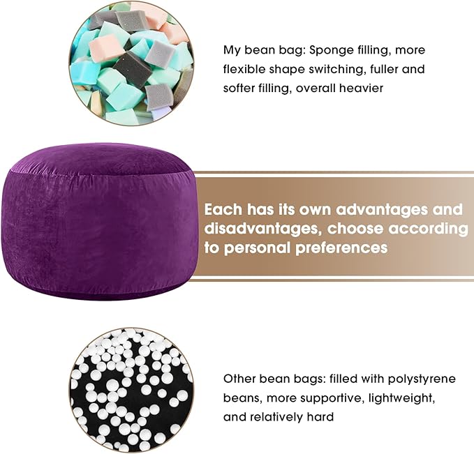 BUBBLEBEAN Bean Bag Chairs for Adults - Memory Foam Furniture BeanBag Chair