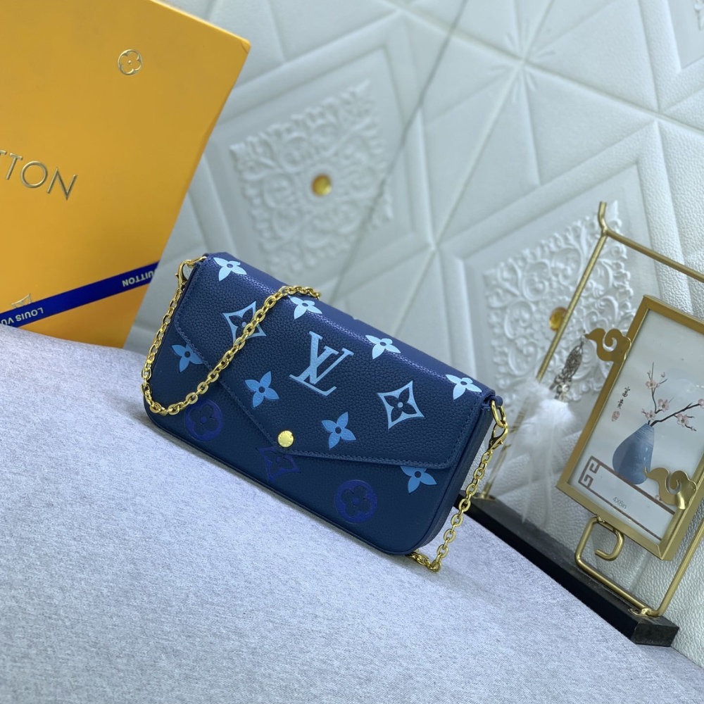 Louis Vuitton Felicie Pochette Monogram Empreinte Gradient Blue 8.3 Inches M80498
