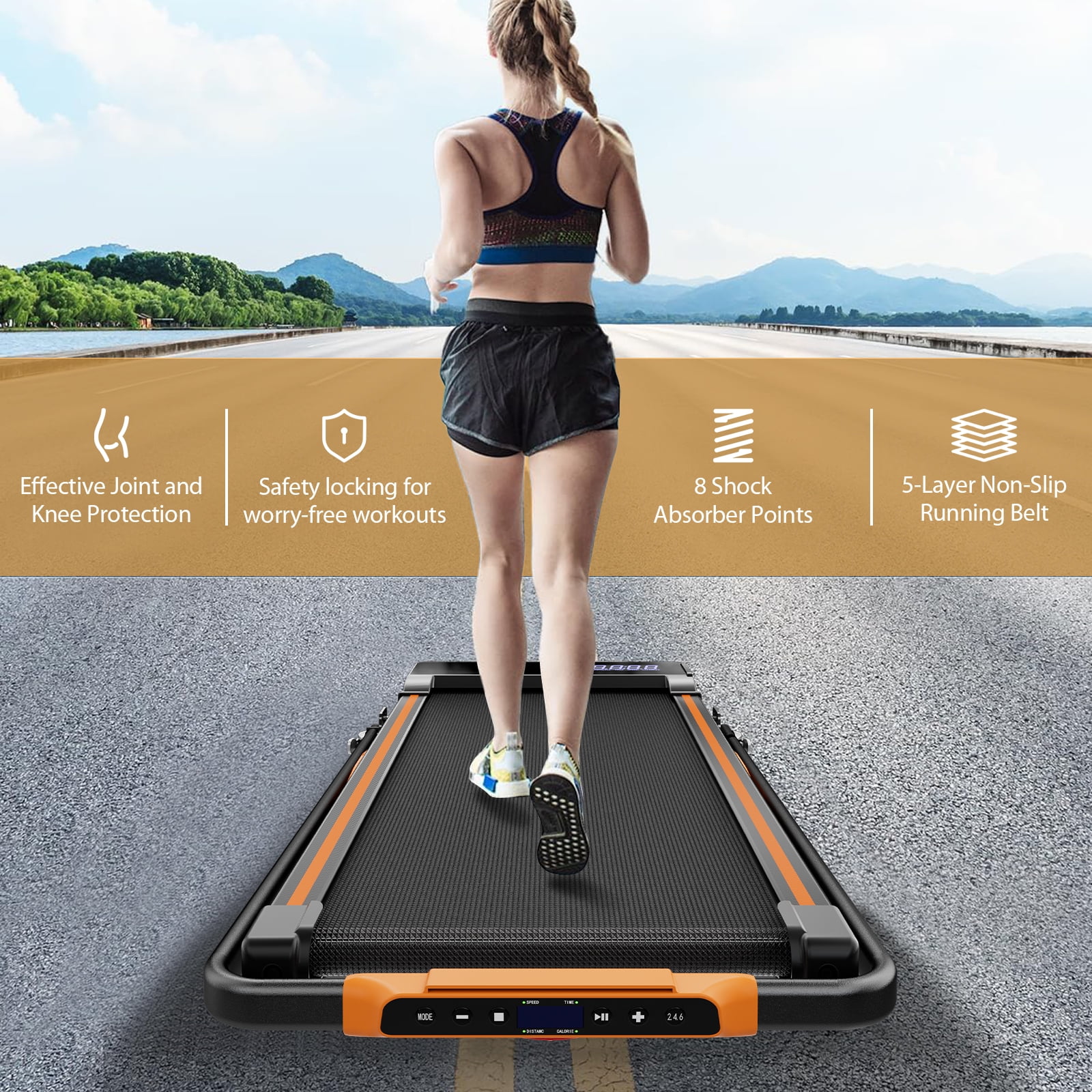 CoolHut Walking Pad, Under Desk Treadmill, 4-in-1 Home/Office Treadmill, Compact and Portable Foldable Treadmill, No Installation, Low Noise, LED Display,300 lb. Capacity with Remote Control