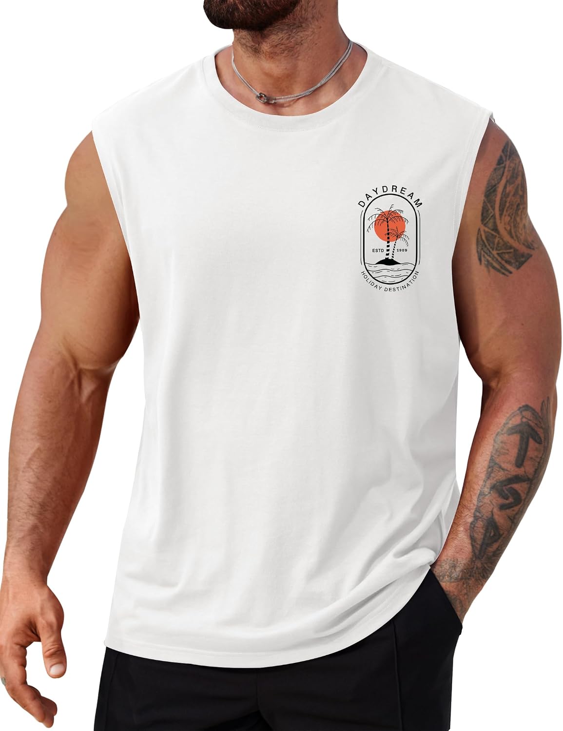 Men's Beach Summer Tank Tops Palm Tree Graphic