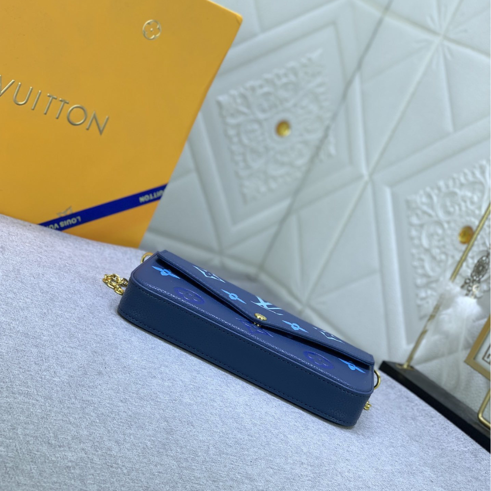 Louis Vuitton Felicie Pochette Monogram Empreinte Gradient Blue 8.3 Inches M80498