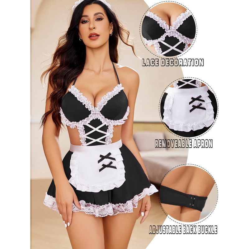 Sexy Lingerie for Women Cosplay Costumes Lingerie Set Lace Maid Outfit