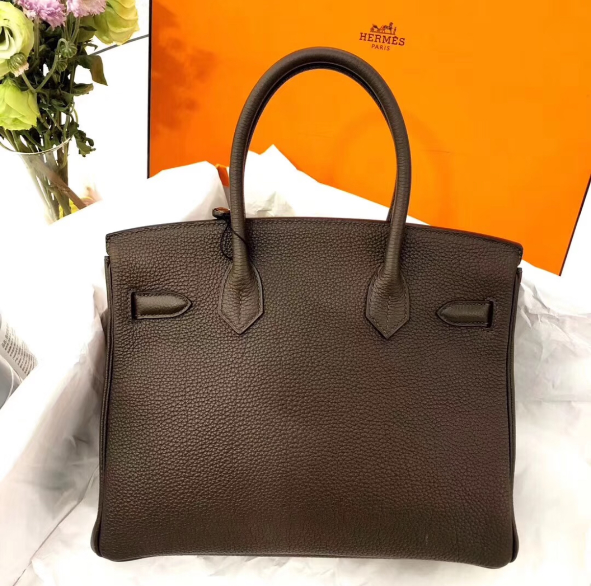 Hermès Birkin 25-30 dark brown TOGO custom