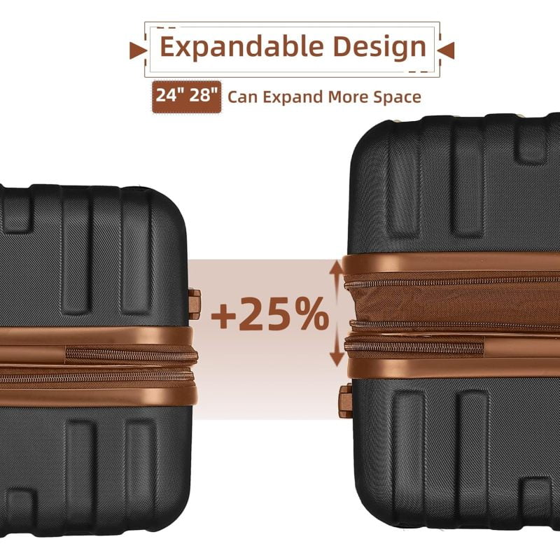Luggage Sets 6 Piece with Duffel Bags, Hardside Expandable Suitcases with Spinner Wheels TSA Lock, Cream