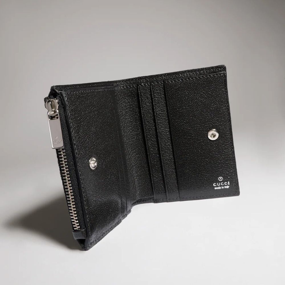 Gucci Small Wallet GG Denim Black Plaque 3.9 Inches