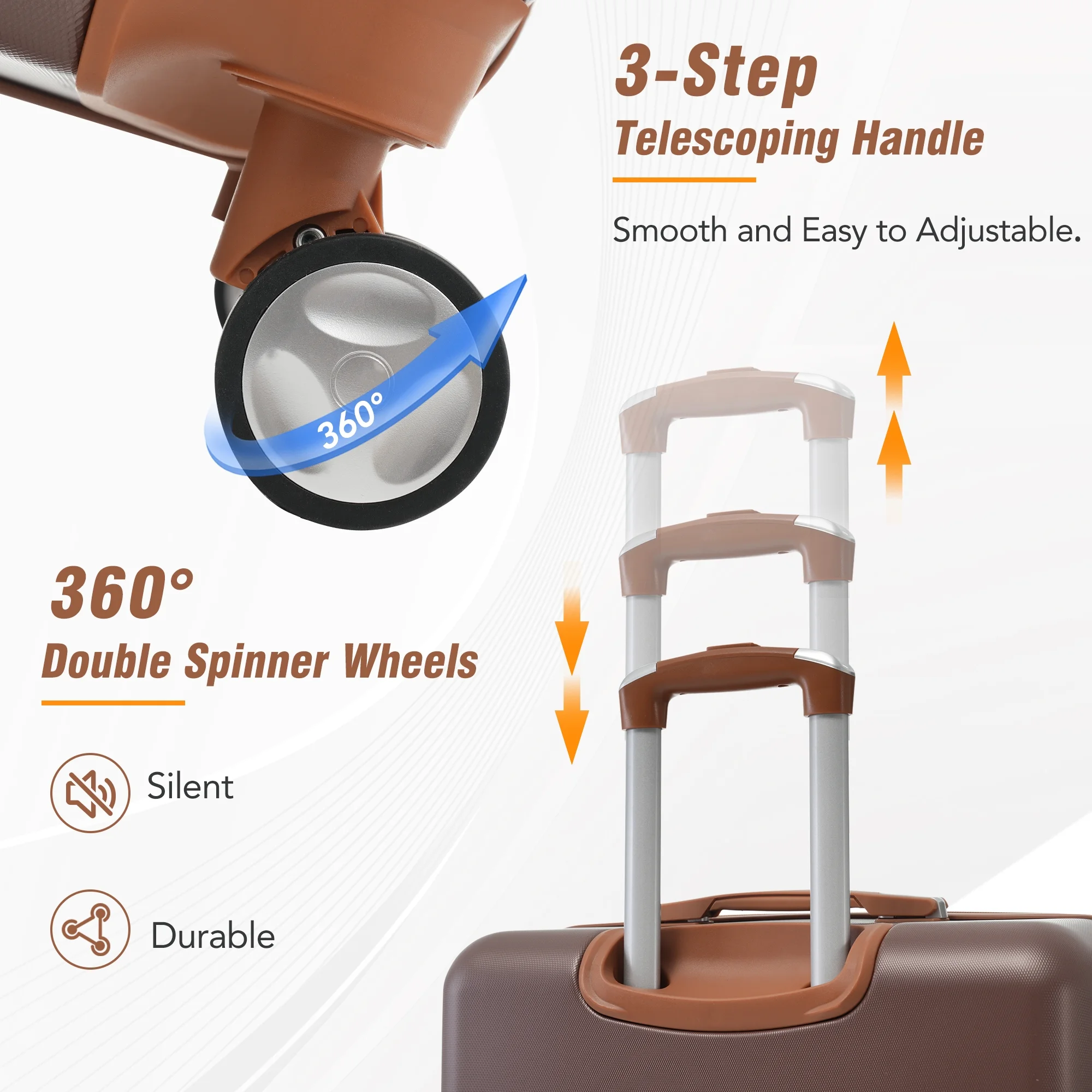 EUROCO 4-Piece Luggage Sets,Hardside Expandable Carry On Suitcase with TSA Lock,Cosmetic Case and Double Spinner Wheels,Lightweight Travel Luggage(20
