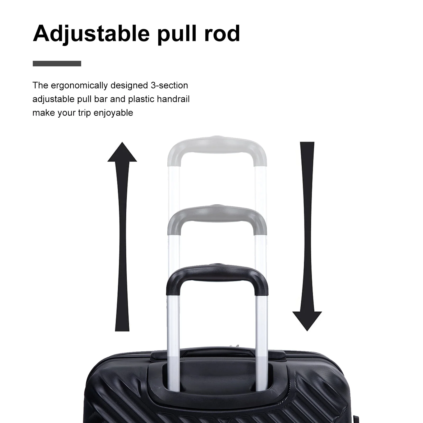 Travelhouse 3 Piece Luggage Set Hardshell Expandable Lightweight Suitcase with TSA Lock Spinner Wheels 20in24in28in.(Black)