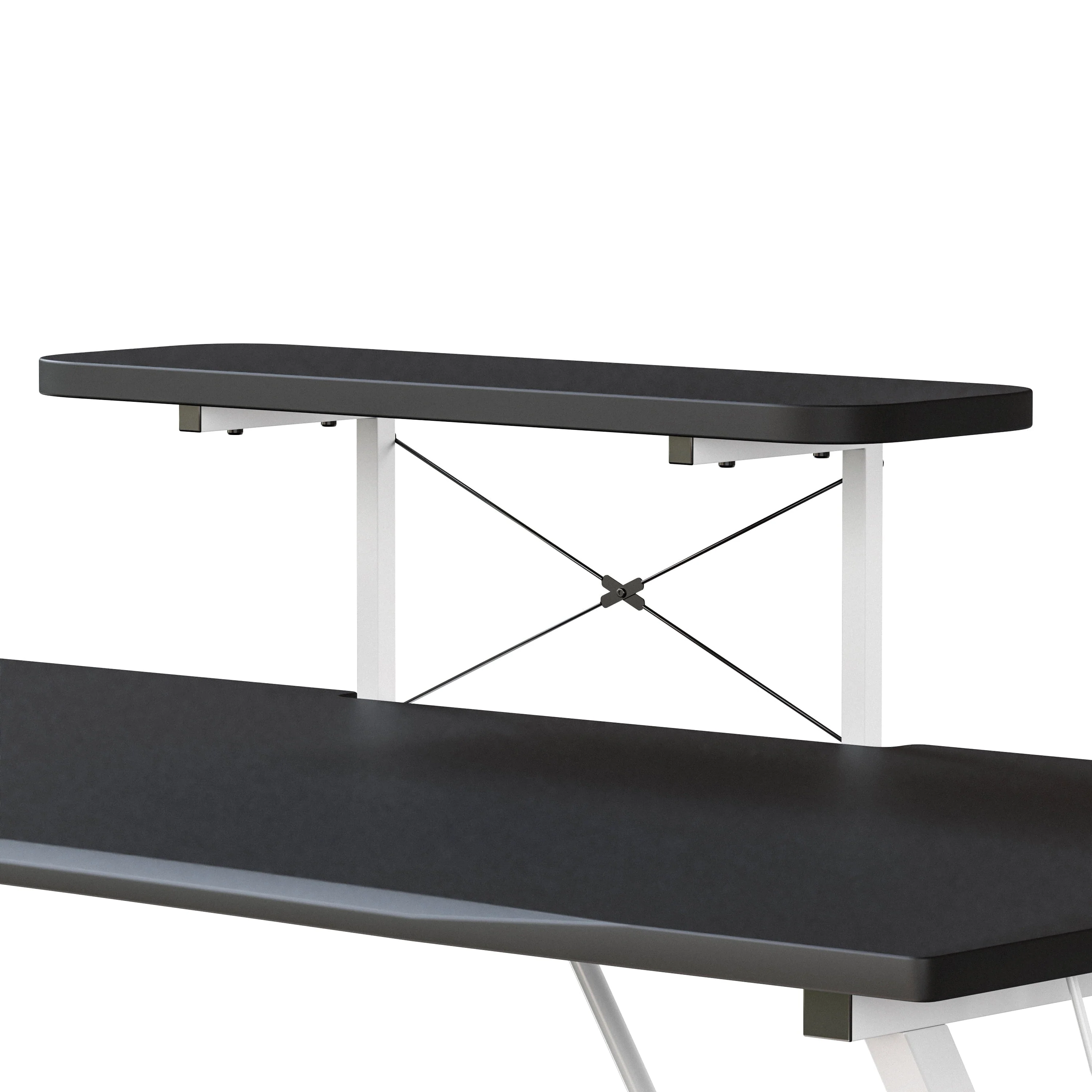 Emma + Oliver Black Gaming Desk and White Frame with Cup Holder, Headphone Hook, and Monitor/Smartphone Stand