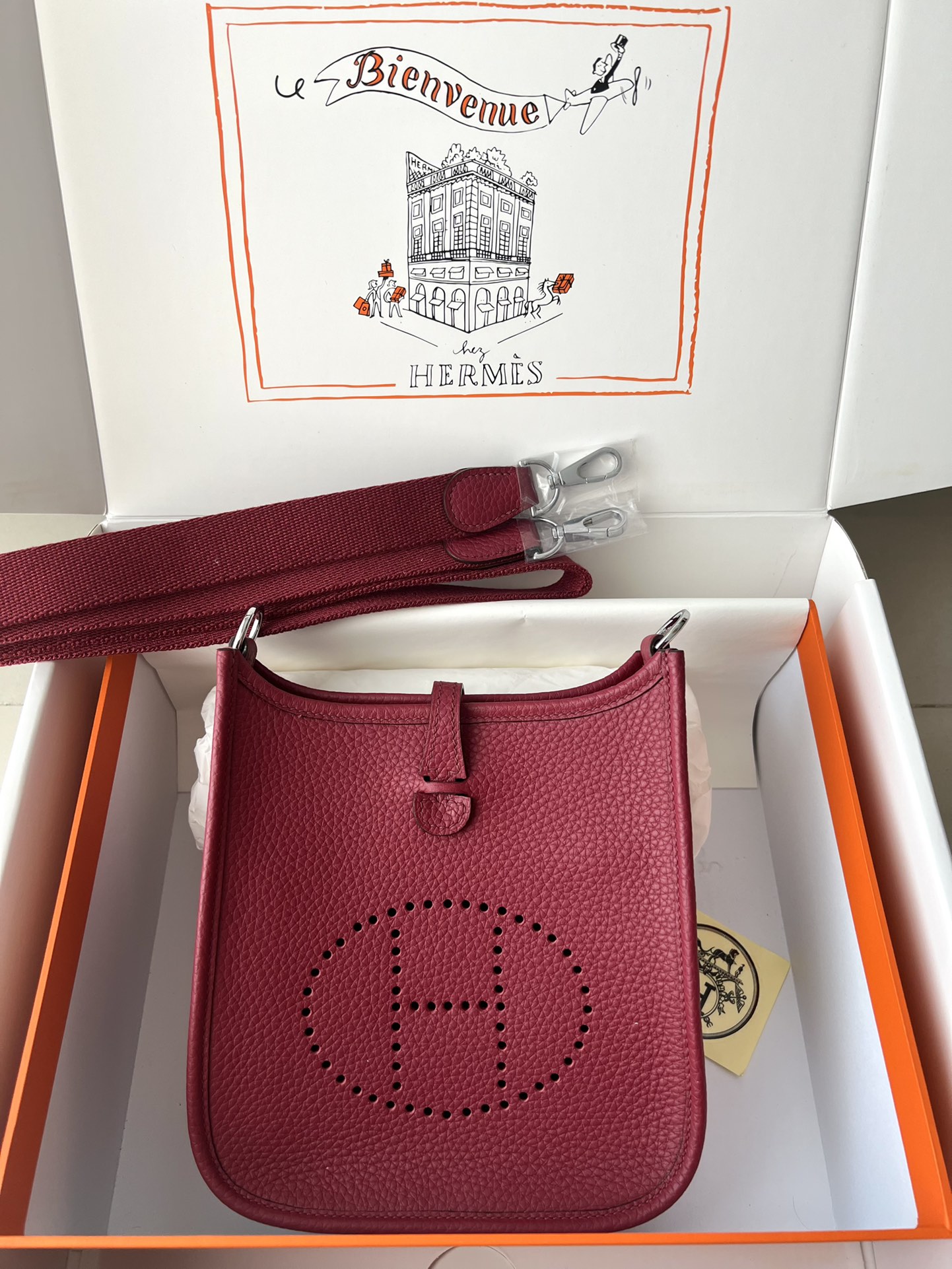 Hermes Evelyn 𝖬𝗂𝗇𝗂 17 Palladium Hardware -Top master