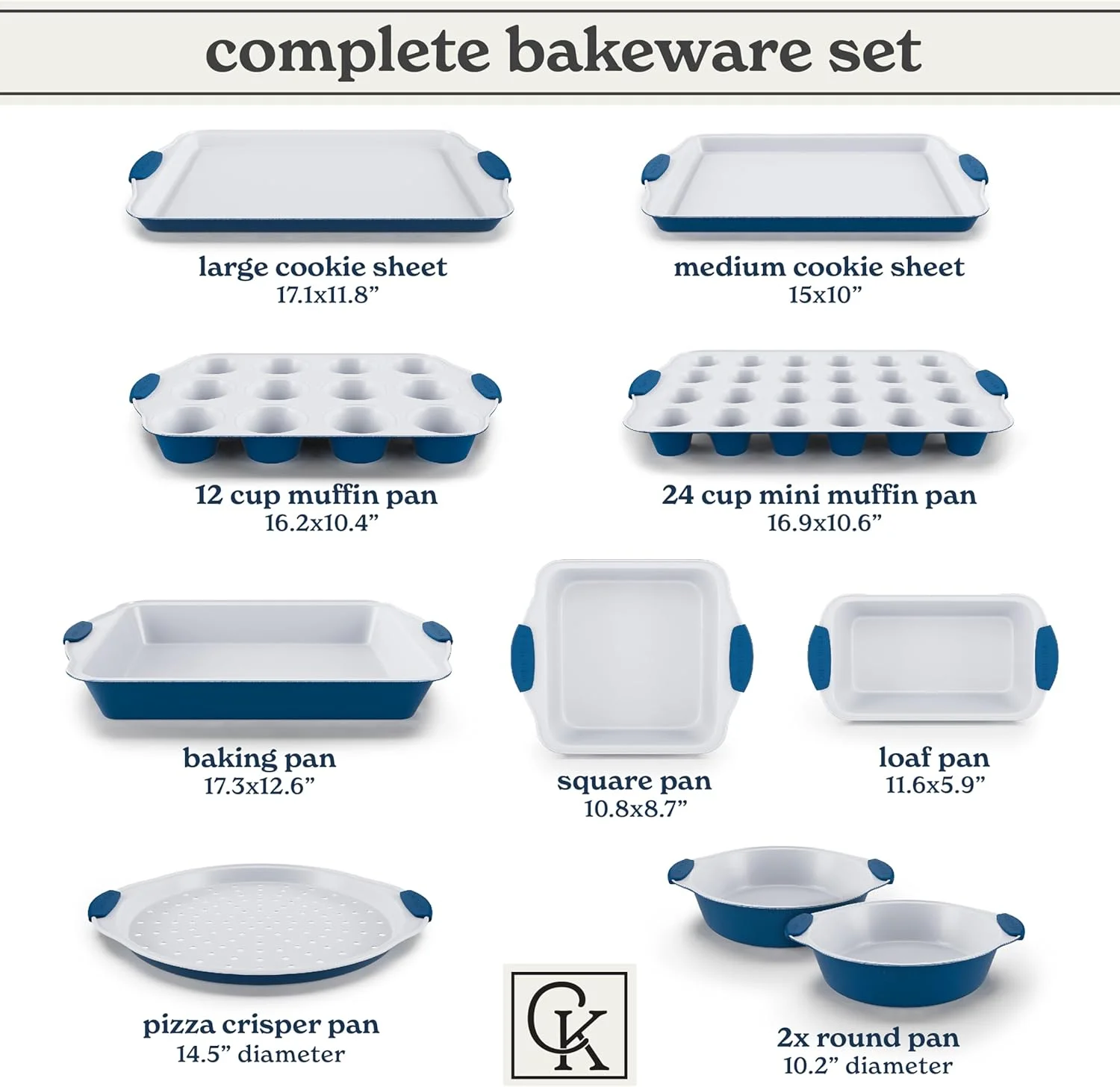 Country Kitchen 10-Piece Nonstick Bakeware Set - Stackable Pots and Pans, Black