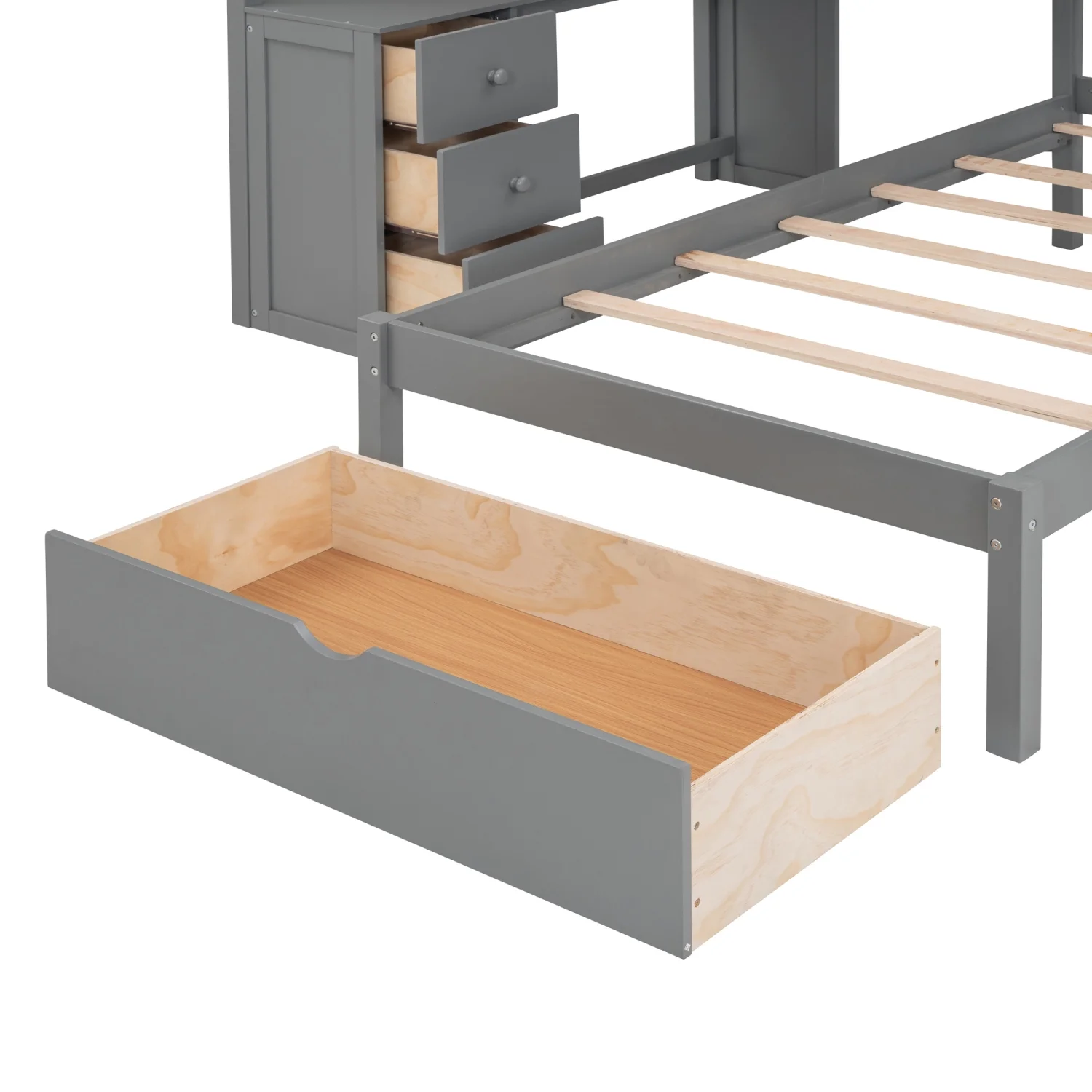 Harper & Bright Designs Full Over Twin Bunk Bed with Desk, Drawers and Shelves, L-Shaped Bunkbeds with Storage Staircase for Adults Bedroom, White