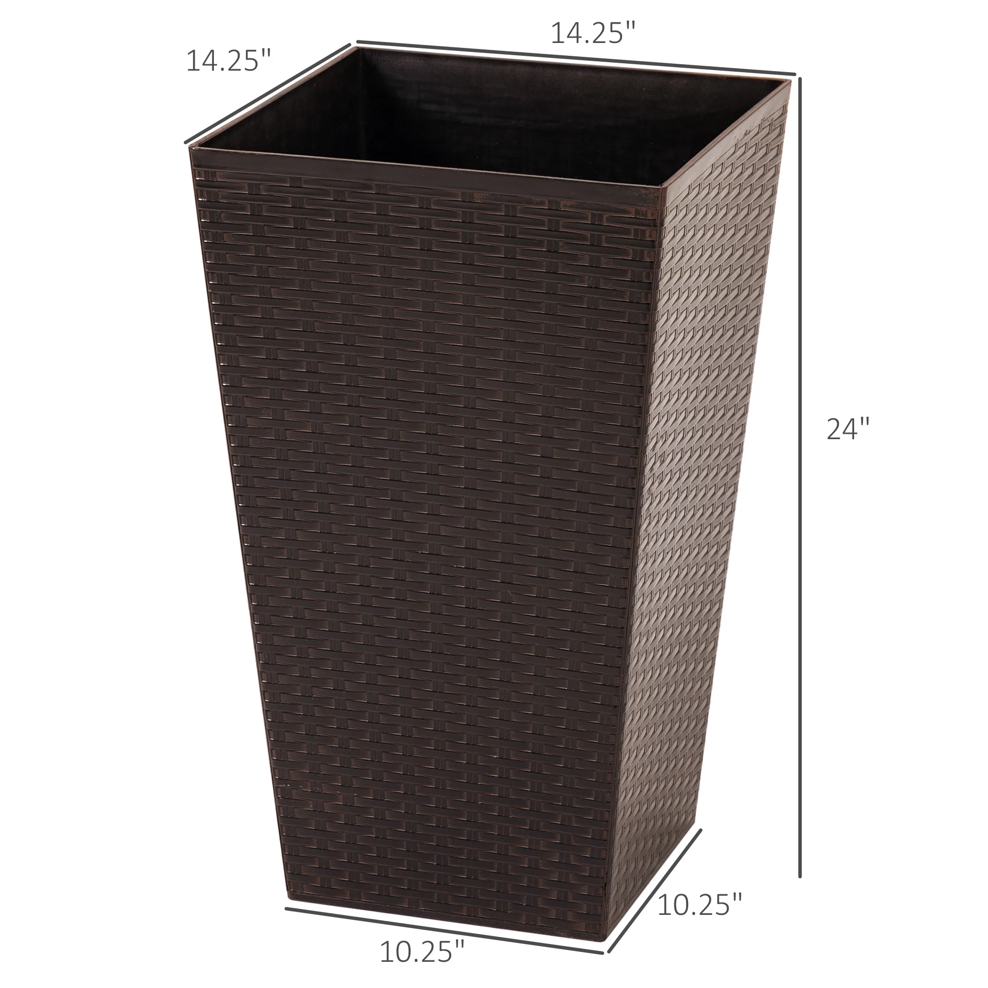 Outsunny Set of 3 Tall Planters with Drainage Hole, Outdoor Flower Plant Pots, Indoor Planters for Porch, Front Door, Entryway, Patio and Deck, Black