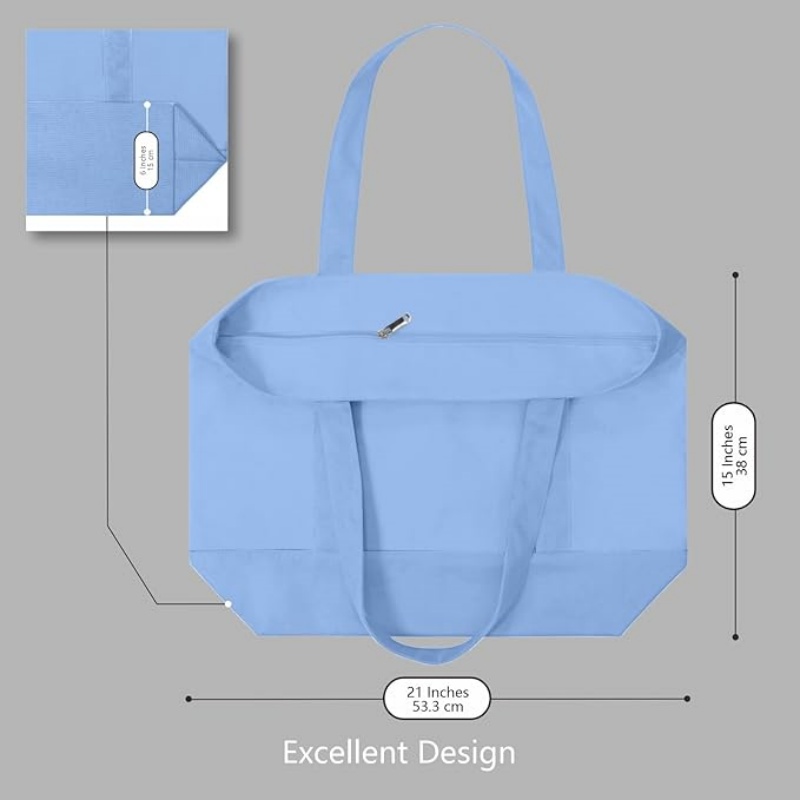 CANVORY 1-Pack Canvas Tote Bag with an External Pocket