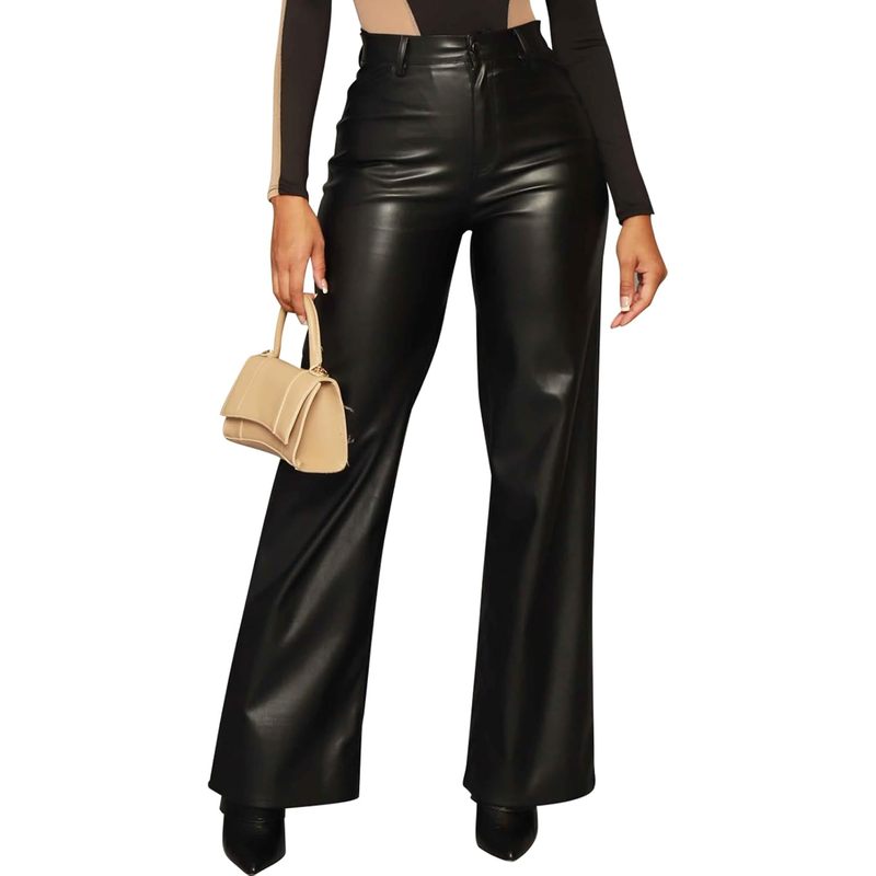 Women's High Waist Faux Leather