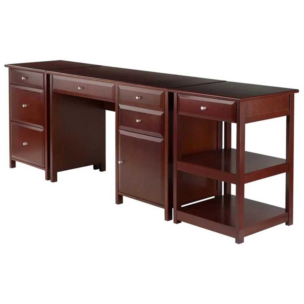Pemberly Row Transitional Composite Wood Office Writing Desk in Black
