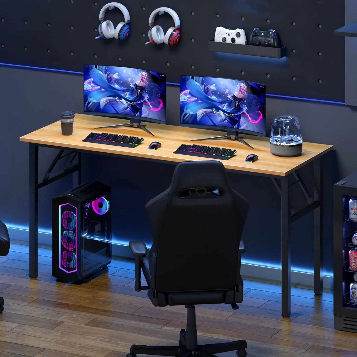 Home Office Desk - Large Computer Desk Sturdy Table Foldable Desk Gaming Computer Table No Assembly Required AC5BB 60 inch