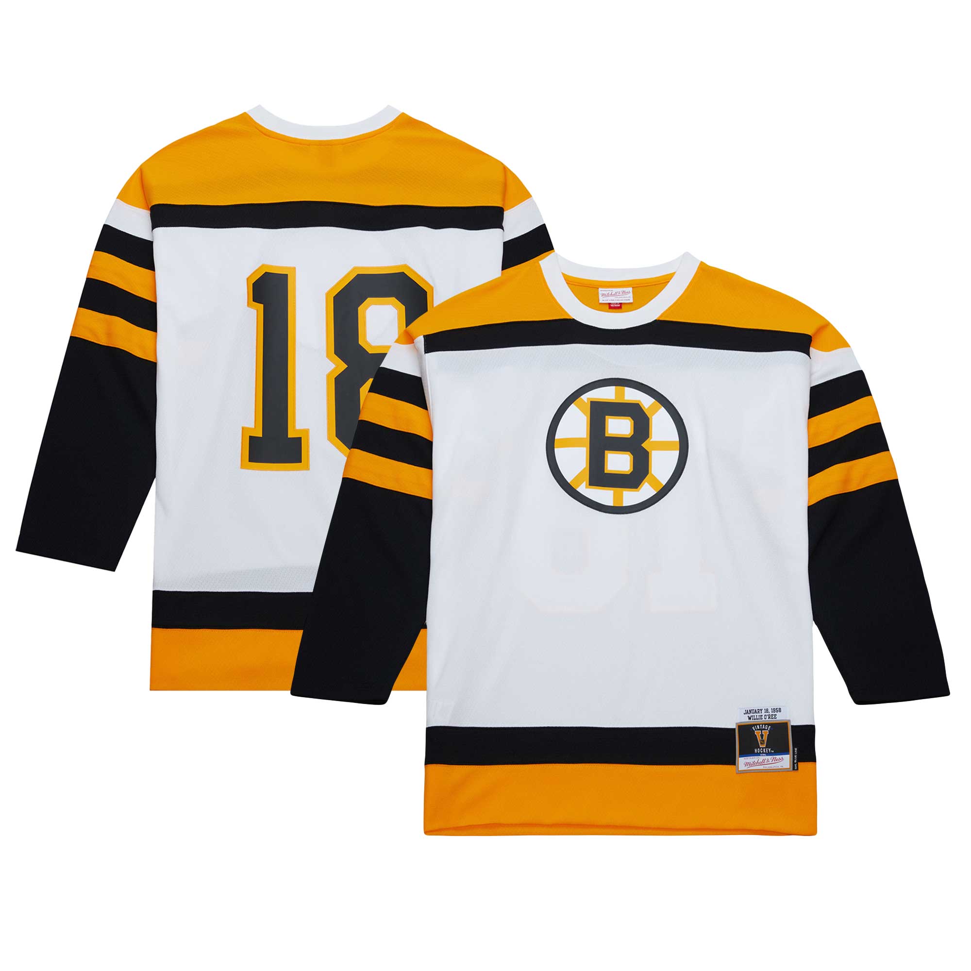 Willie O’Ree Boston Bruins Mitchell & Ness 1958 Blue Line  Jersey – White