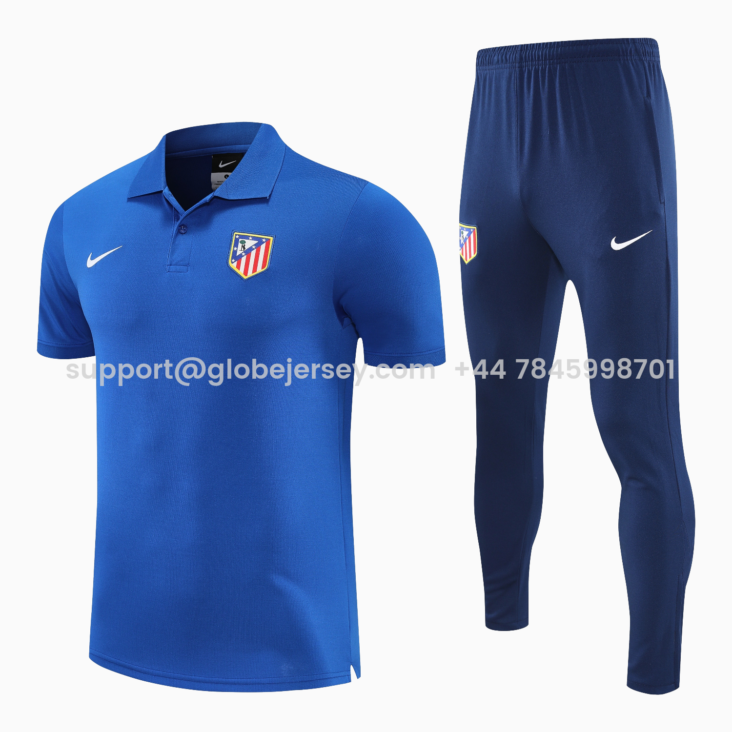 Atletico Madrid 25-26 POLO Short-Sleeve Training Set - Ocean Blue Top & Deep Blue Pants