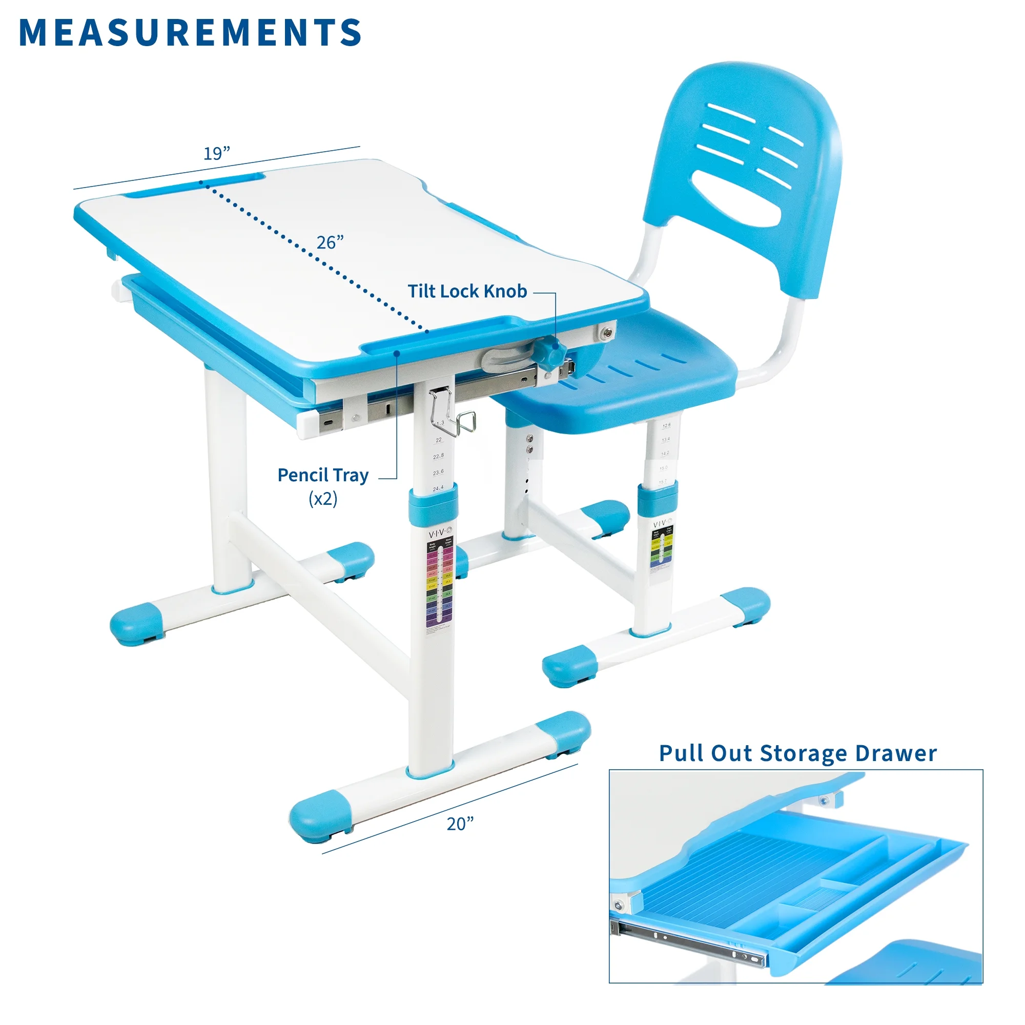 VIVO Height Adjustable Childrens Desk & Chair Kids Interactive Work Station Grey