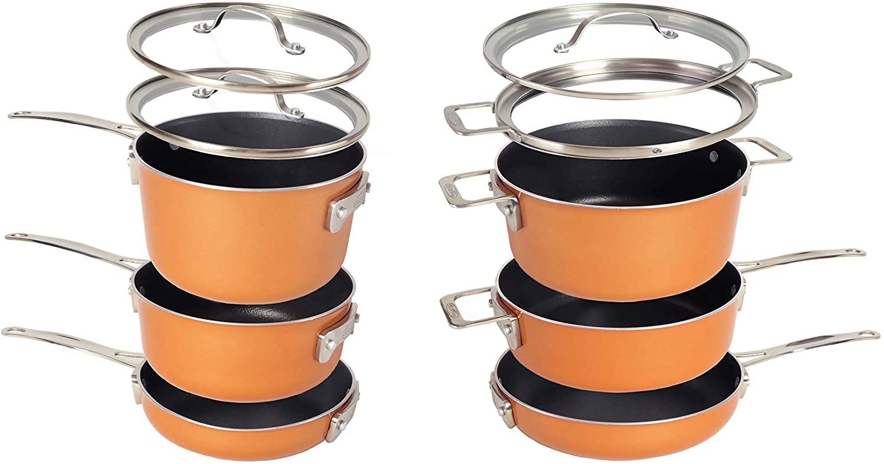 Gotham Steel Stackmaster 5 Piece Stackable Ultra Nonstick Pots and Pans Set with Glass Lids, Dishwasher Safe, Oven Safe - As Seen on TV