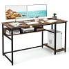 Gymax 55'' Computer Desk Home Office PC Workstation w/ Power Outlets & USB Ports Black