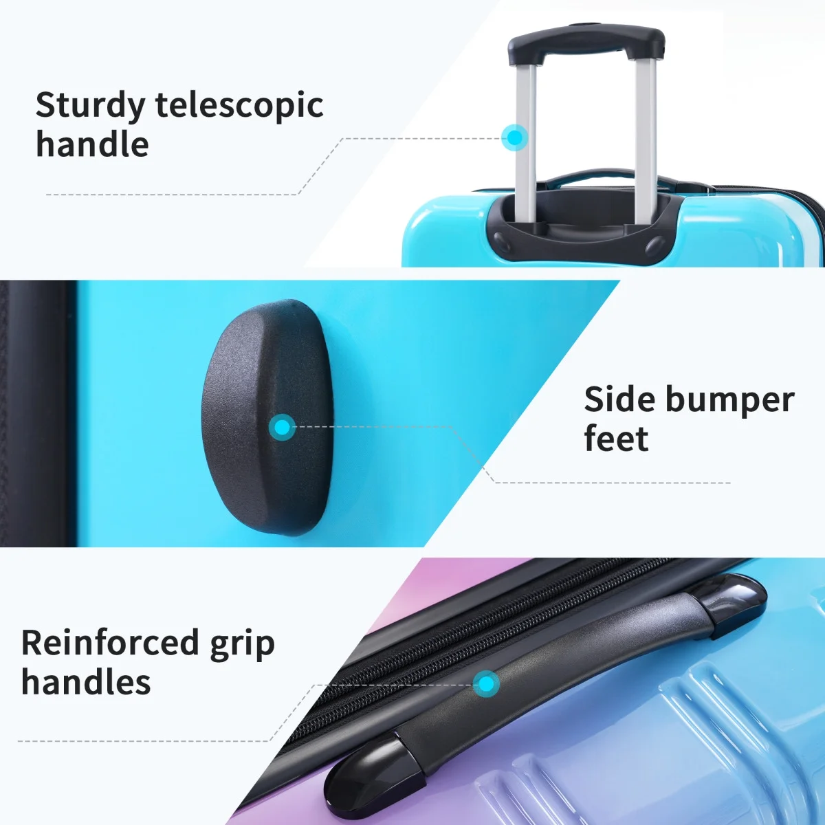 Luggage Sets 3 Piece, Hardside Expandable Ultra Durable PC Lightweight Carry On, Travel Suitcase Set with TSA Lock Spinner Wheels, Multicolor Purple
