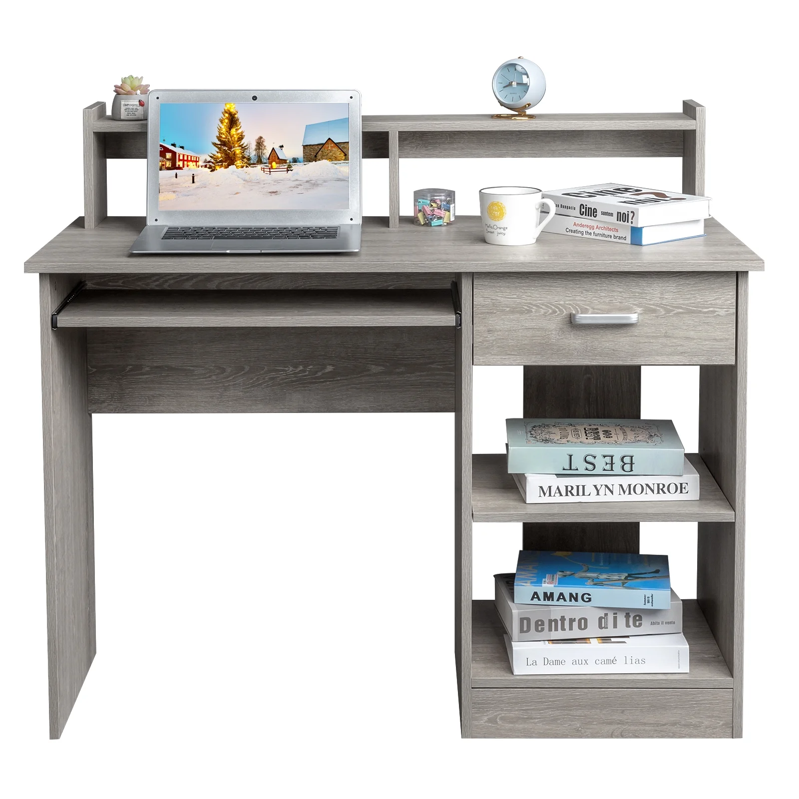 Ktaxon Computer Desk Home Office Workstation Laptop Table Drawer Shelf Furniture White