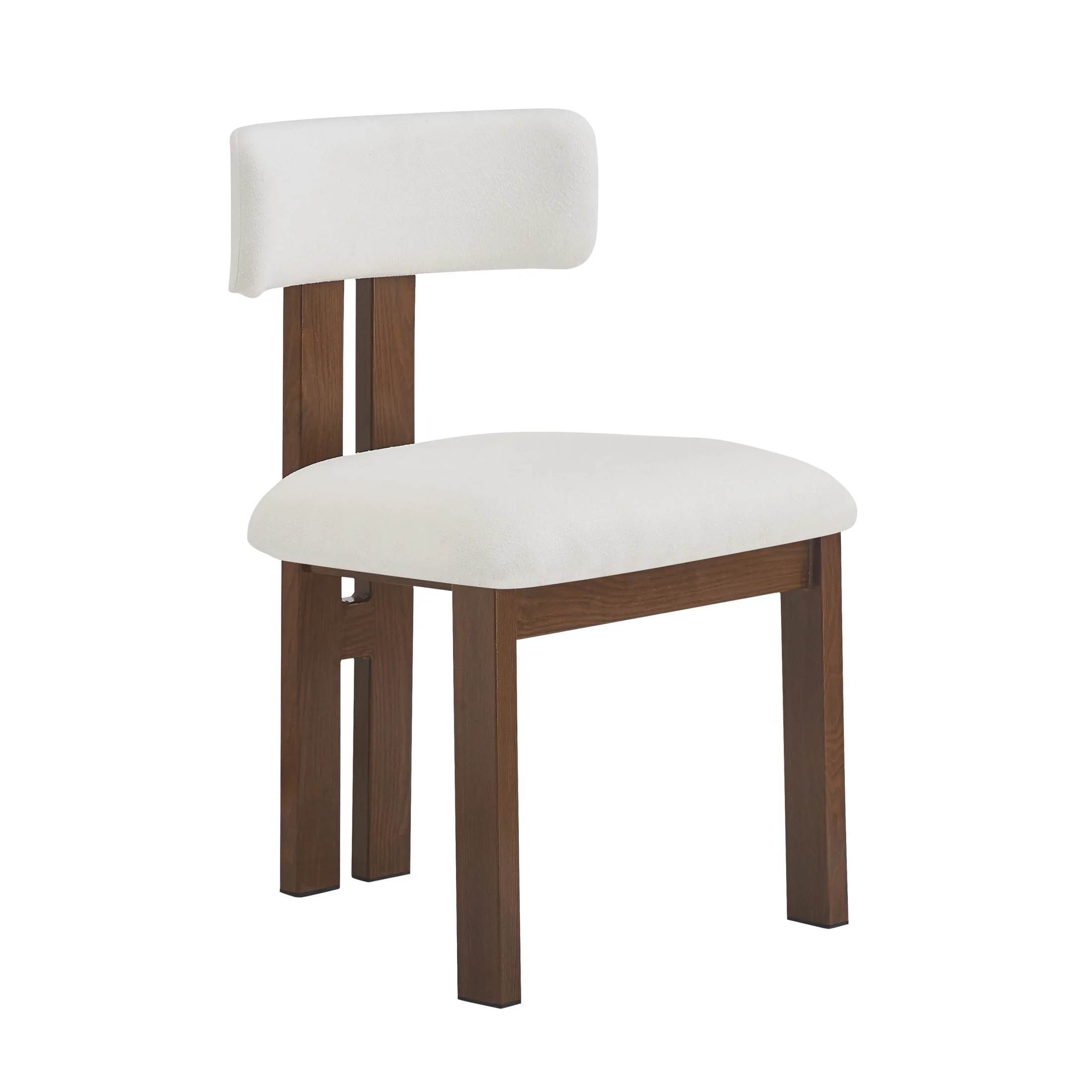 GDF Studio 7-Piece Mid-Century Modern Dining Set with Rectangular Table & 6 Upholstered Chairs, White+Natural